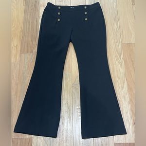 ❌SOLD! Sz 12s Express Mid Rise Stretch Flare Sailor Pants Black w/ Gold Buttons